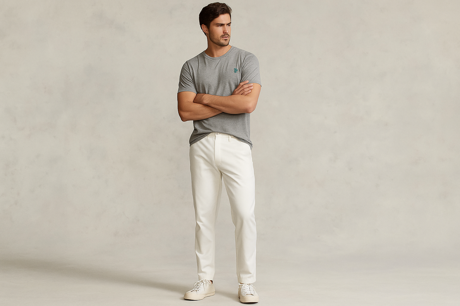 Look elegante con chinos blancos