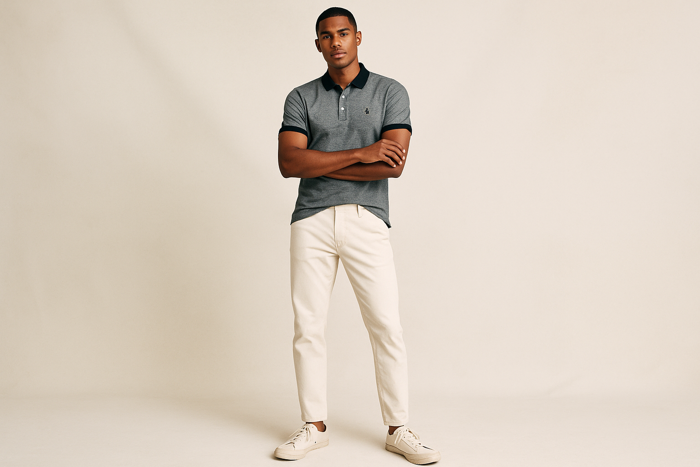 Look elegante con chinos blancos