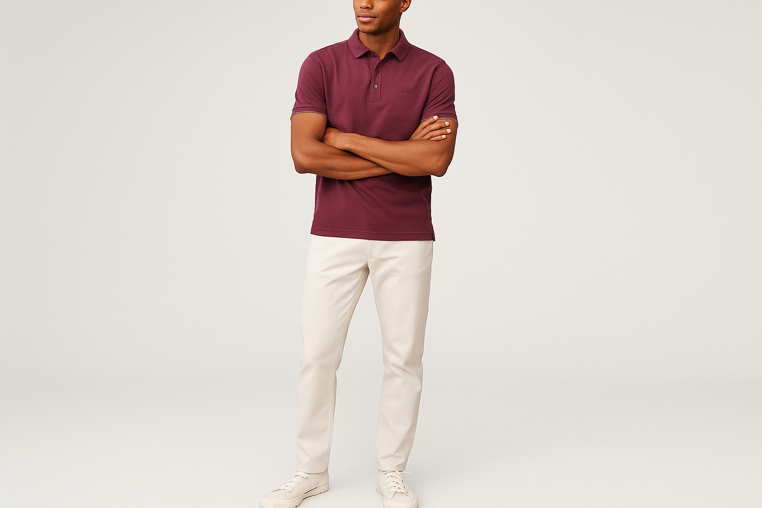 Look elegante con chinos blancos