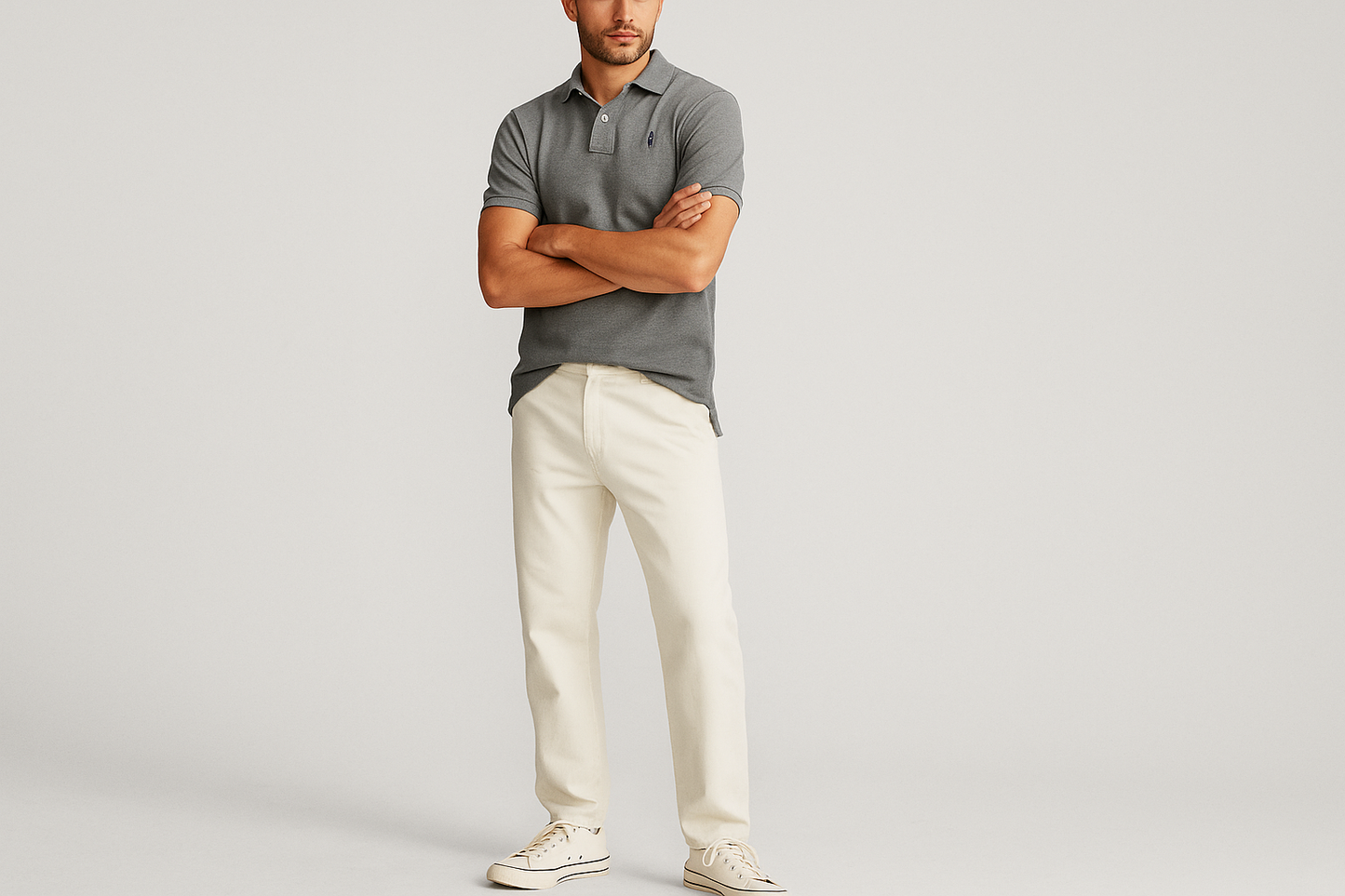Look elegante con chinos blancos