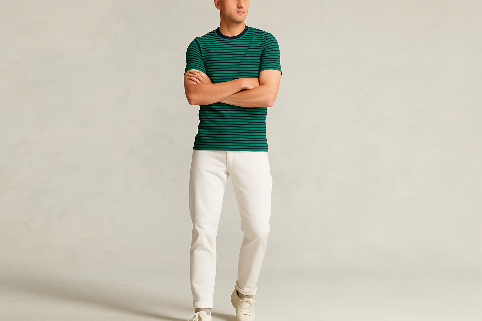 Look elegante con chinos blancos