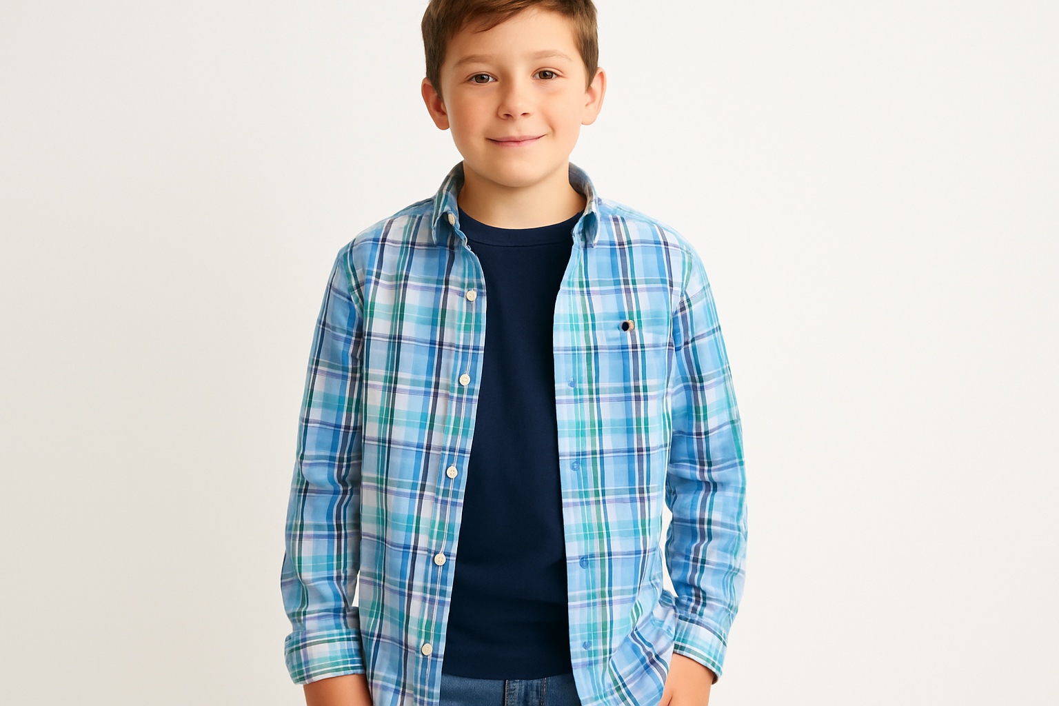 Look en capas con camiseta azul