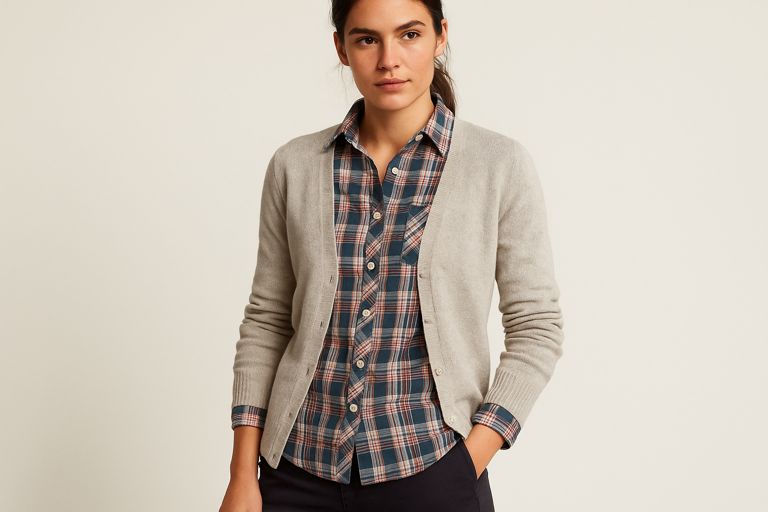 Look en capas con cardigan