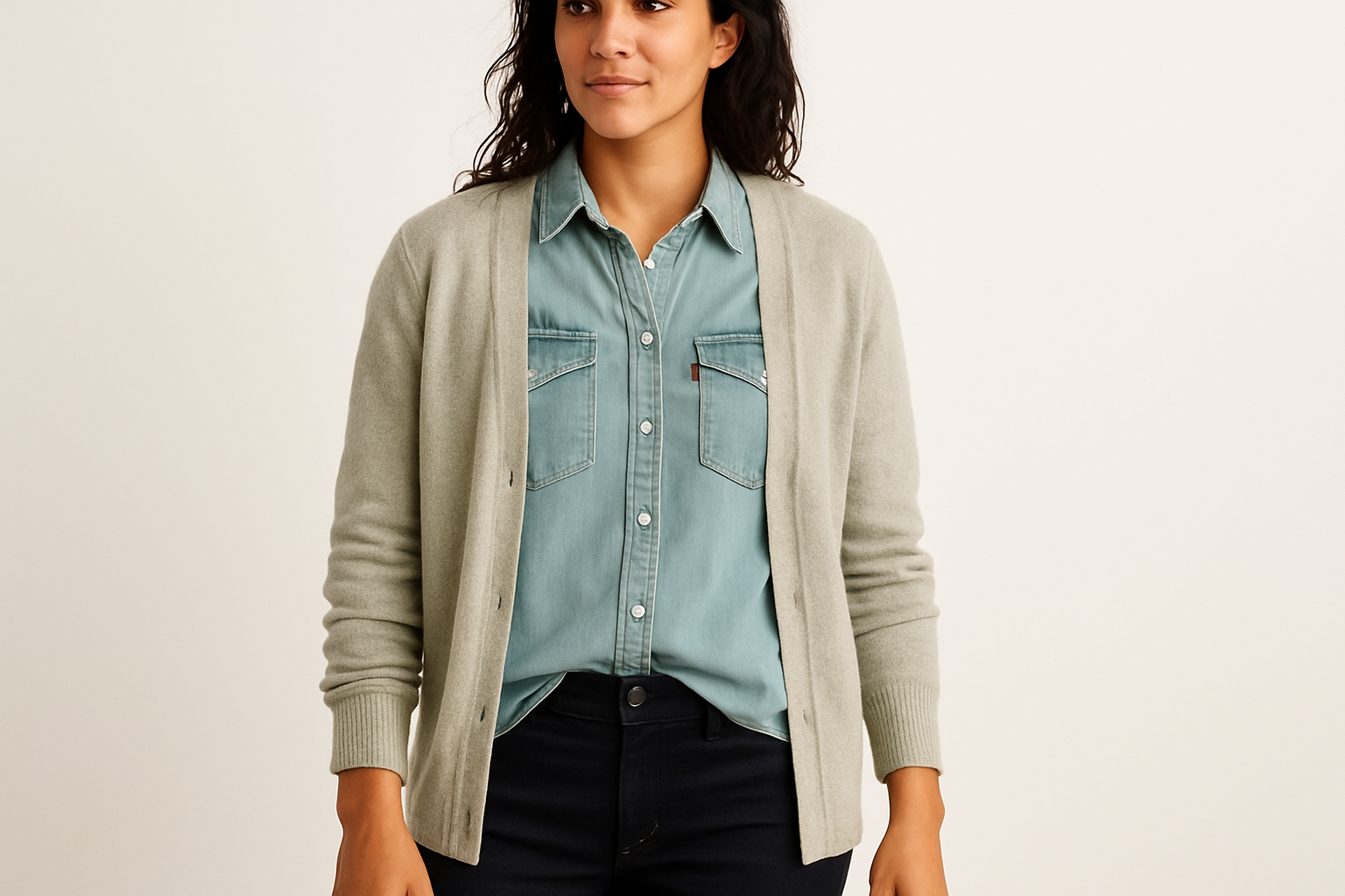 Look en capas con cardigan