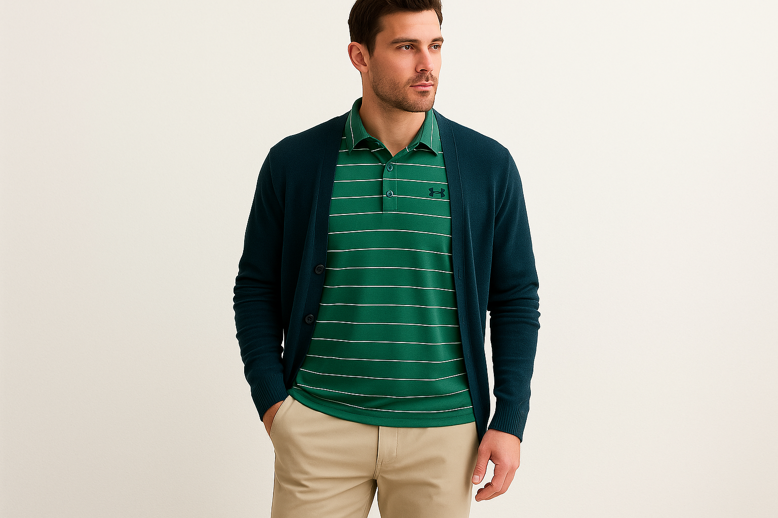 Look layered con cardigan navy - exacto