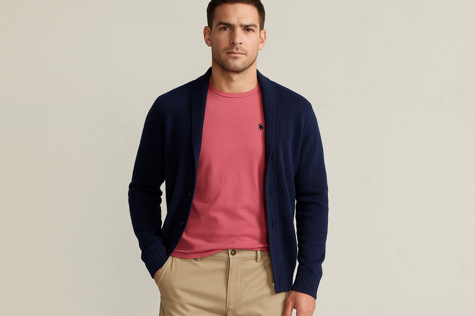 Look layered con cardigan navy