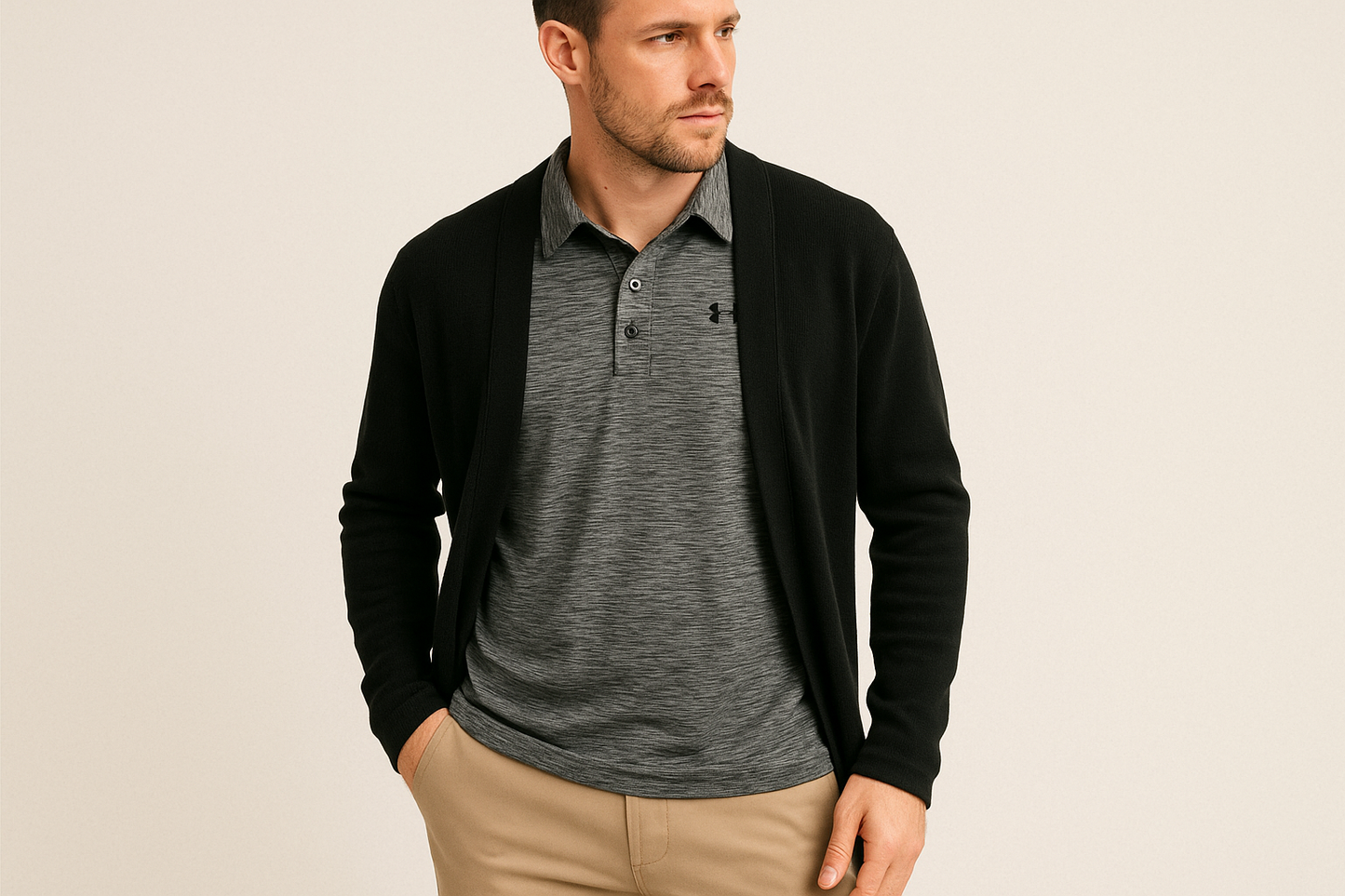 Look layered con cardigan negro