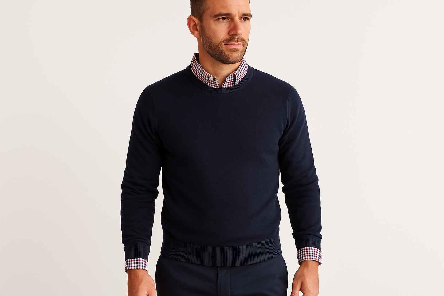 Look layered con sweater navy