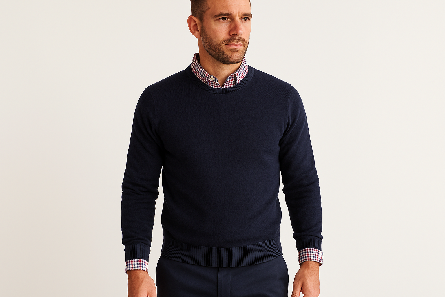 Look layered con sweater navy