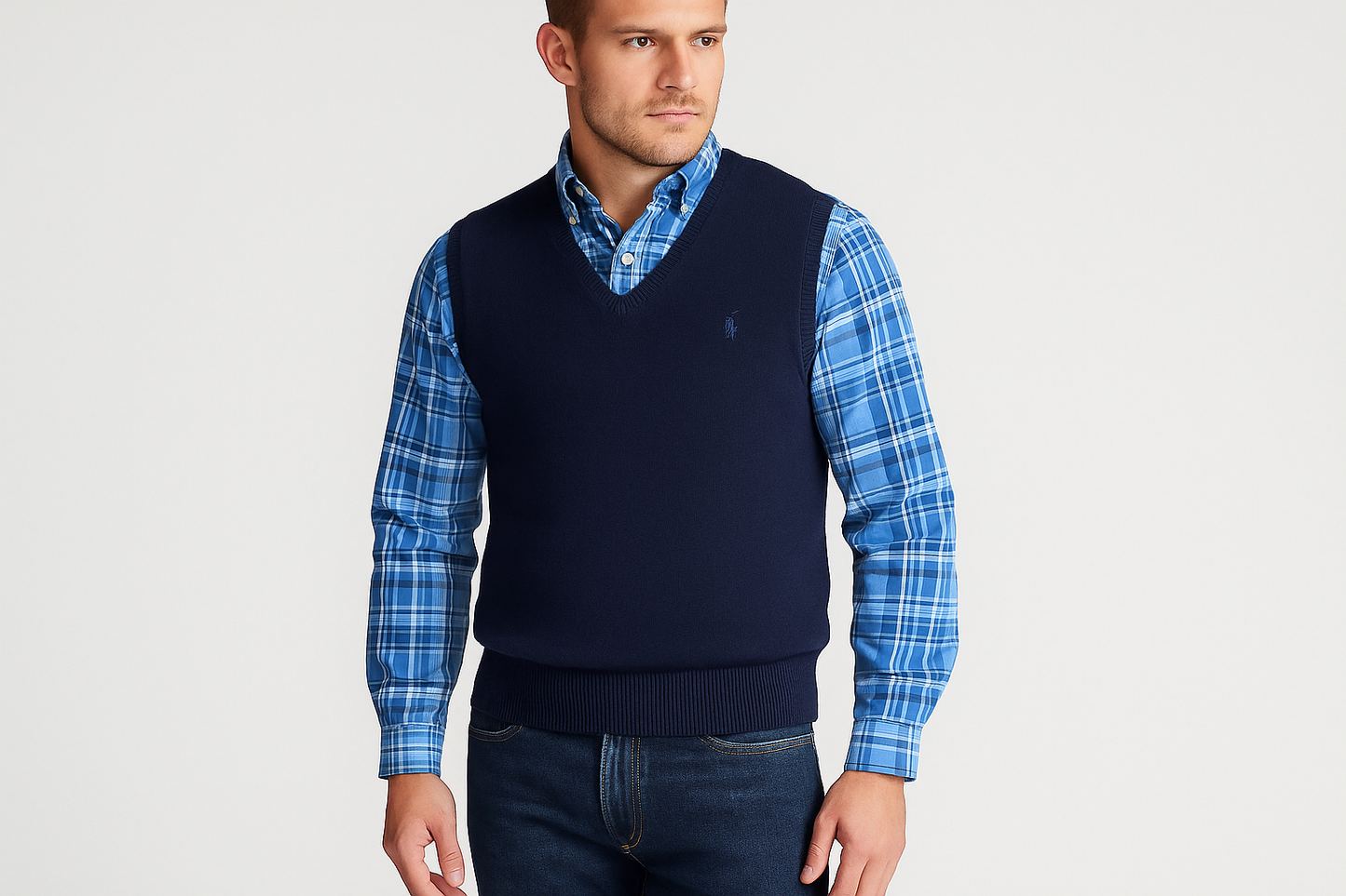 Look layered preppy con sweater vest
