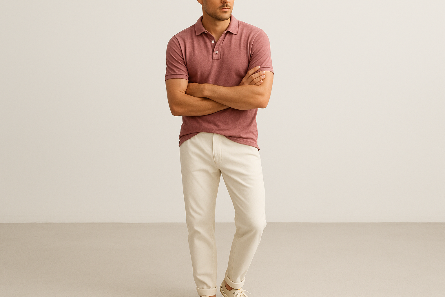 Look moderno con chinos blancos