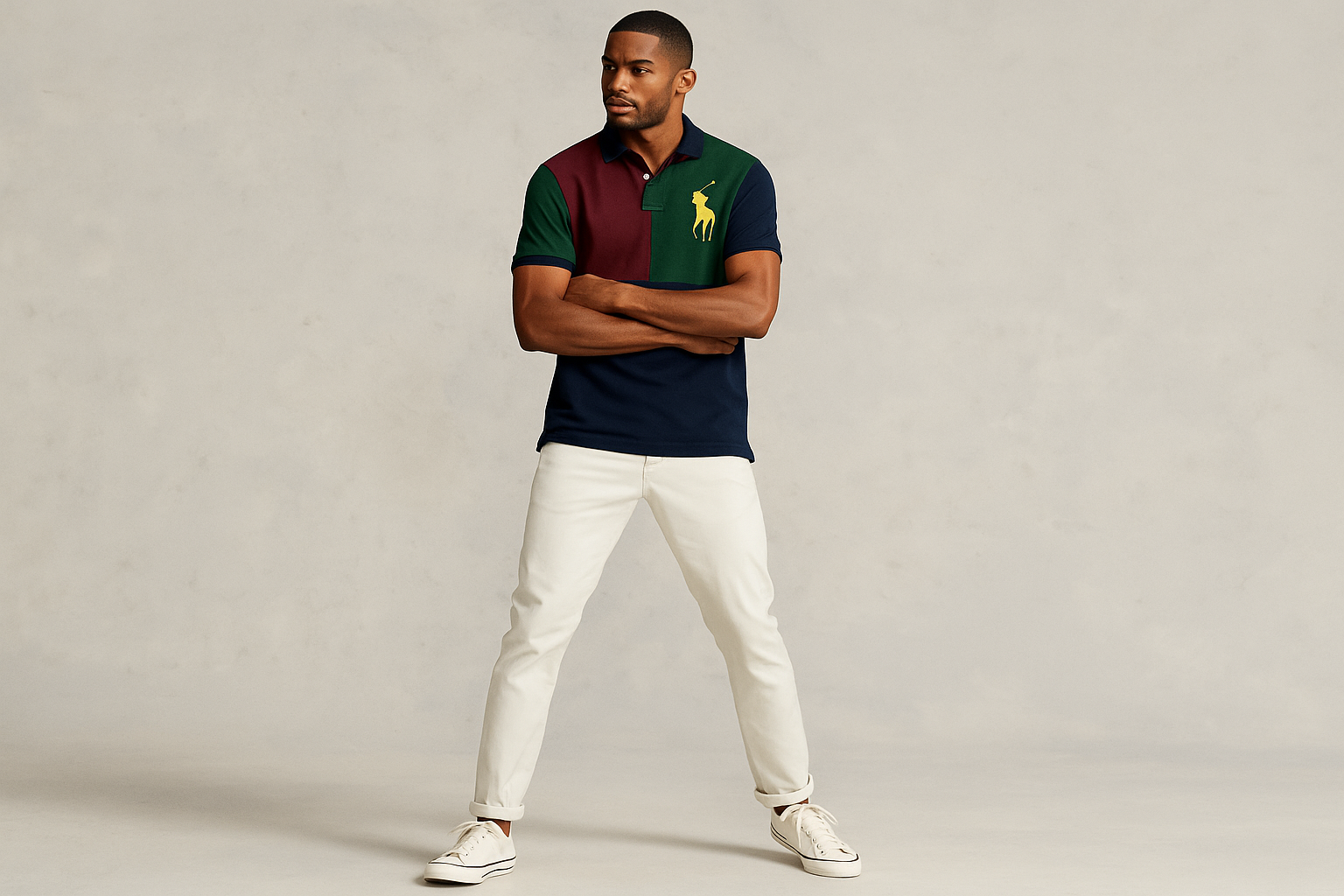 Look moderno con chinos blancos