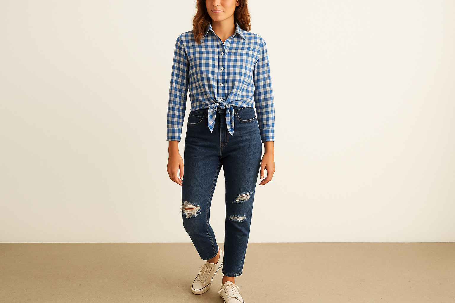 Look muy casual con jeans rotos