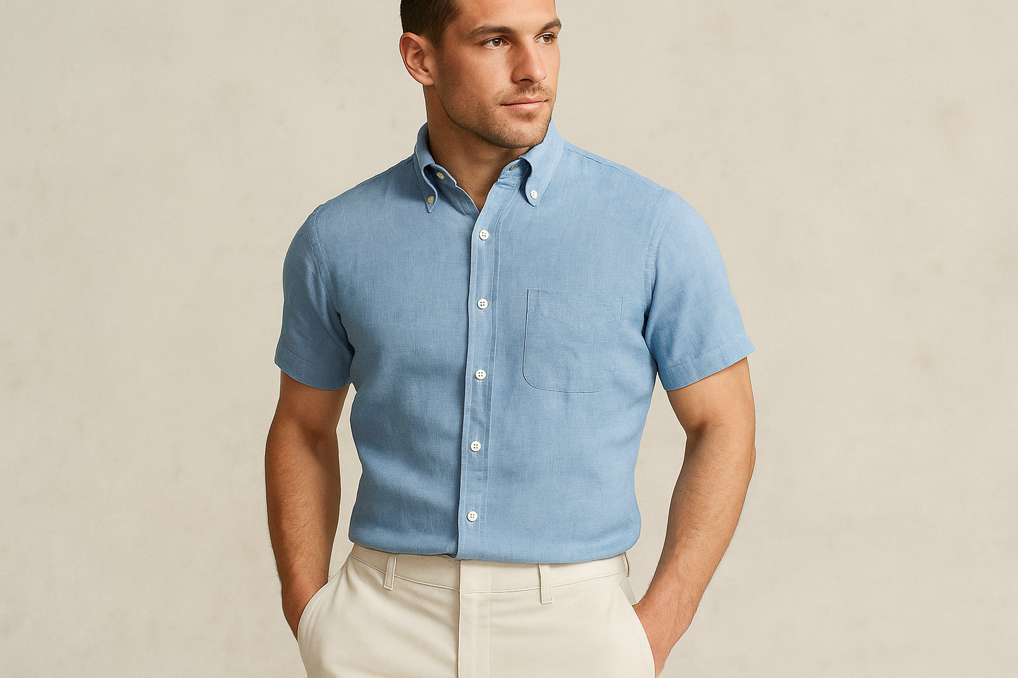 Look preppy casual con chinos blancos