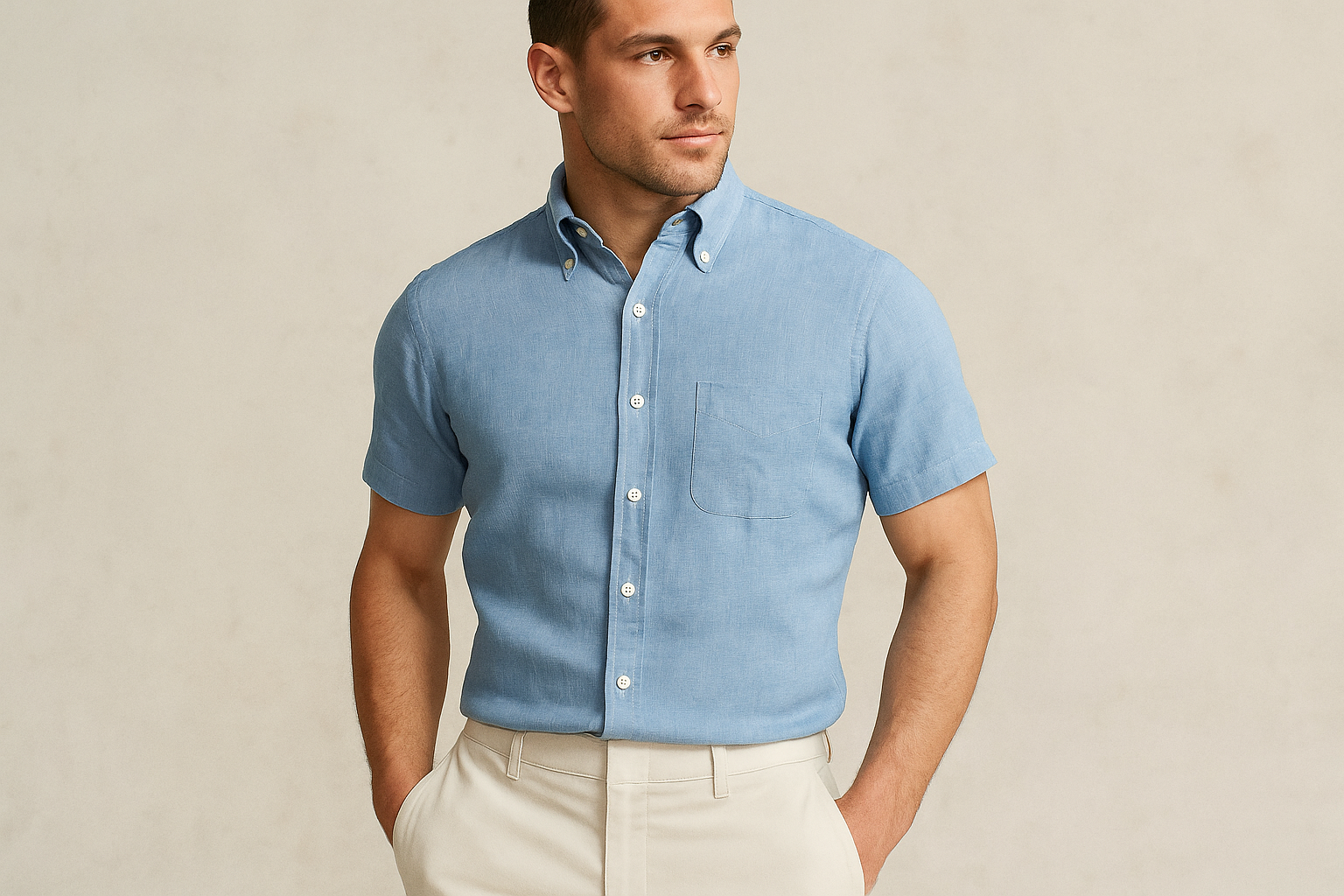 Look preppy casual con chinos blancos