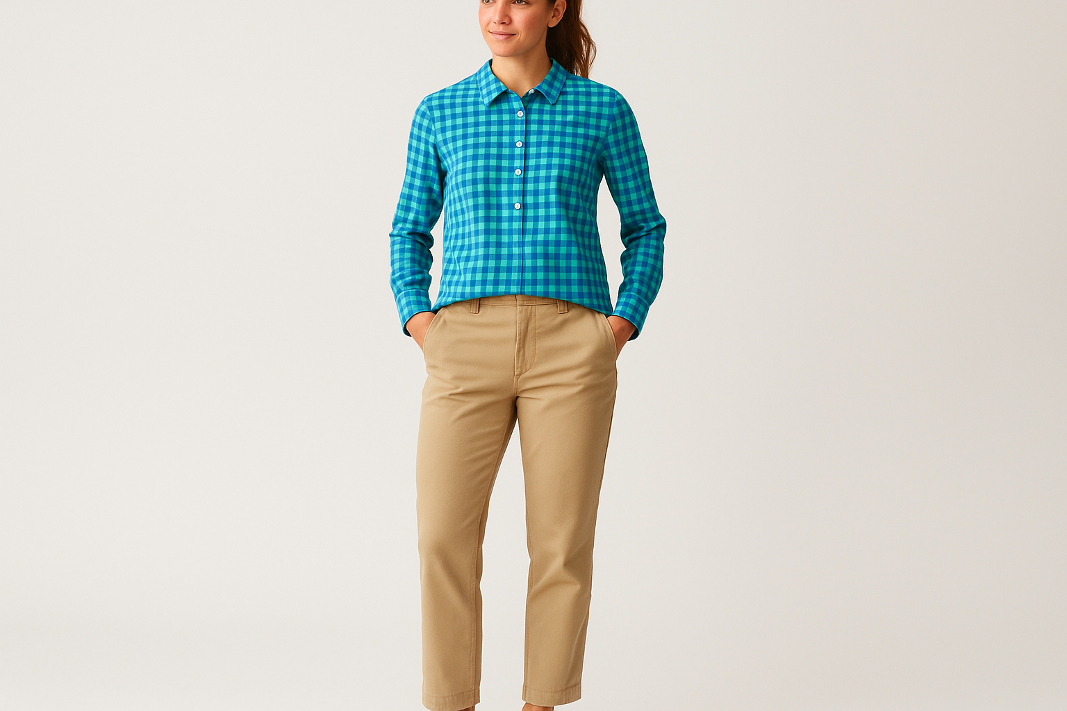 Look preppy casual con chinos caqui