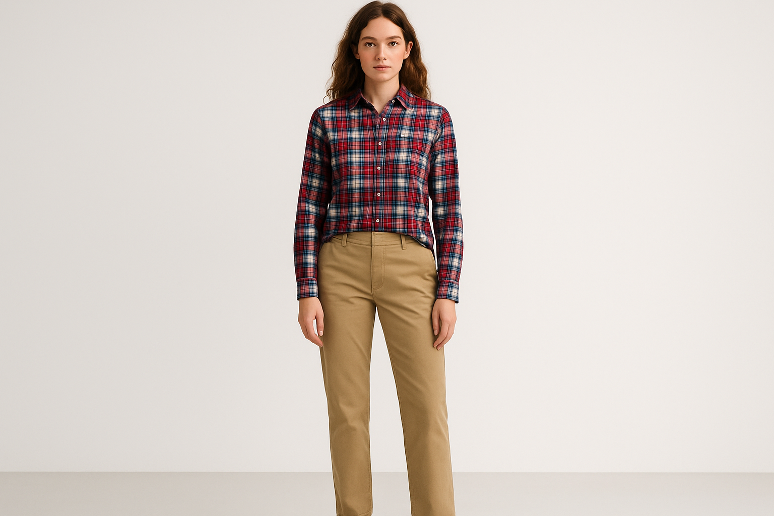 Look preppy casual con chinos caqui