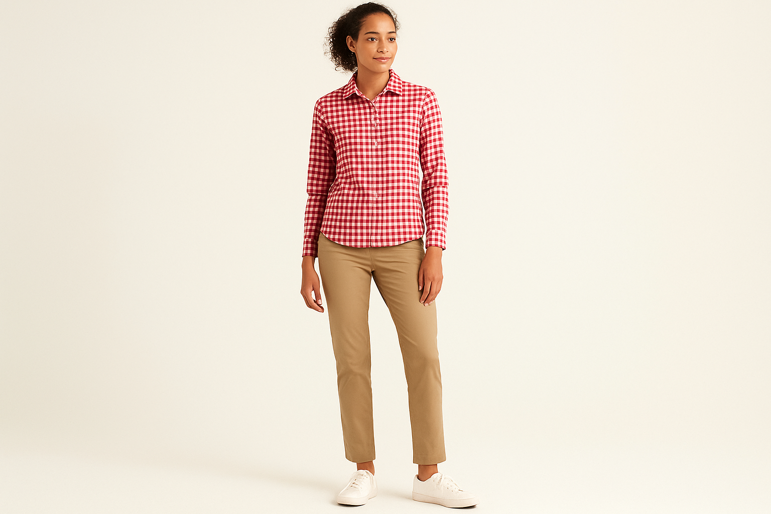 Look preppy casual con chinos caqui