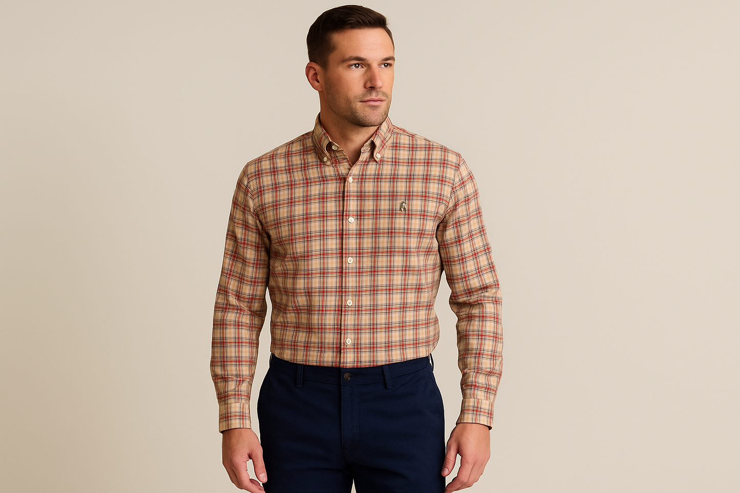 Look preppy casual con chinos navy