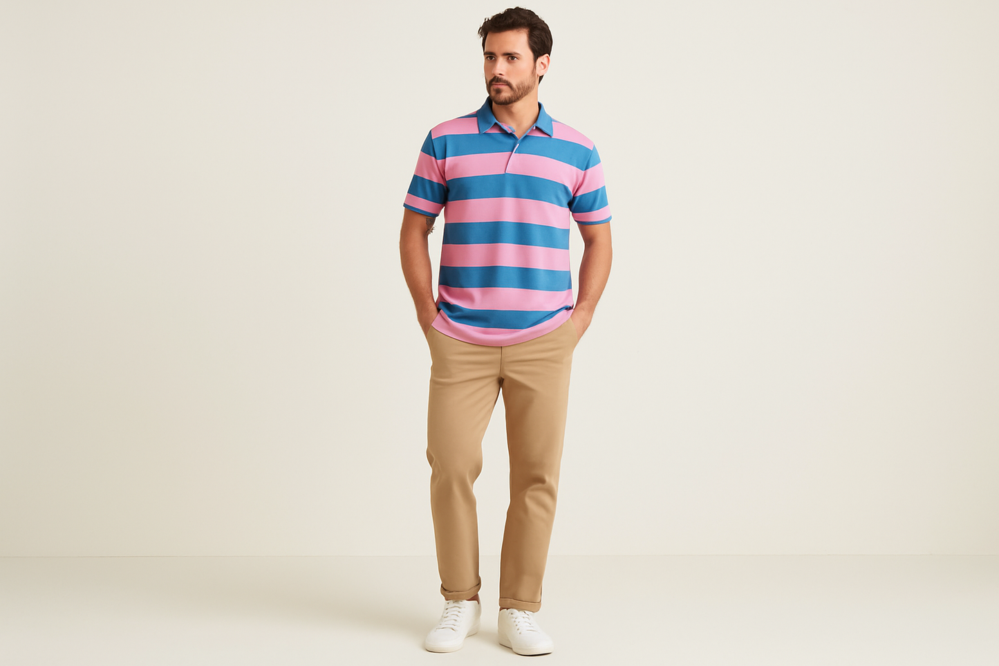 Look preppy con chinos caqui