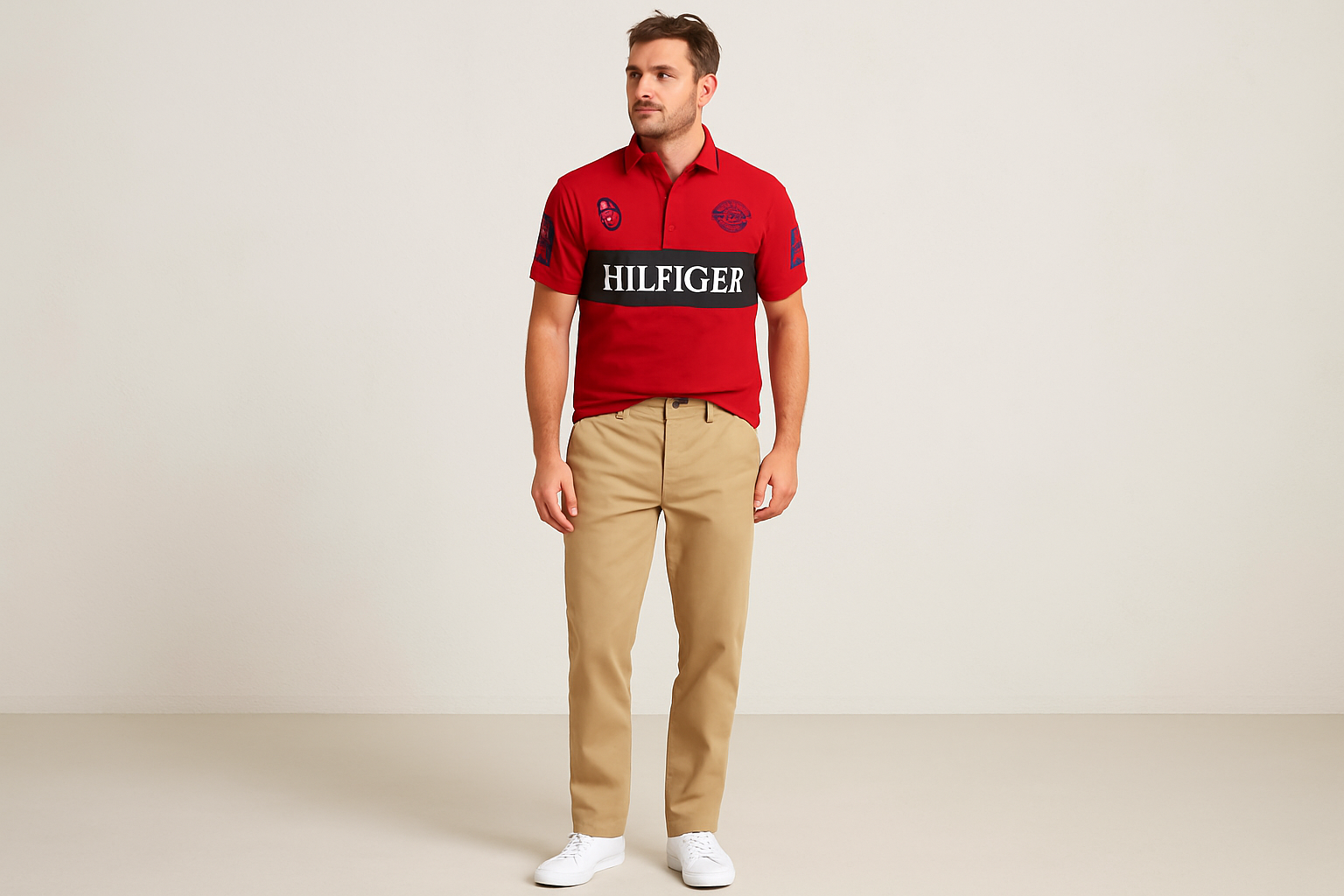 Look preppy con chinos caqui