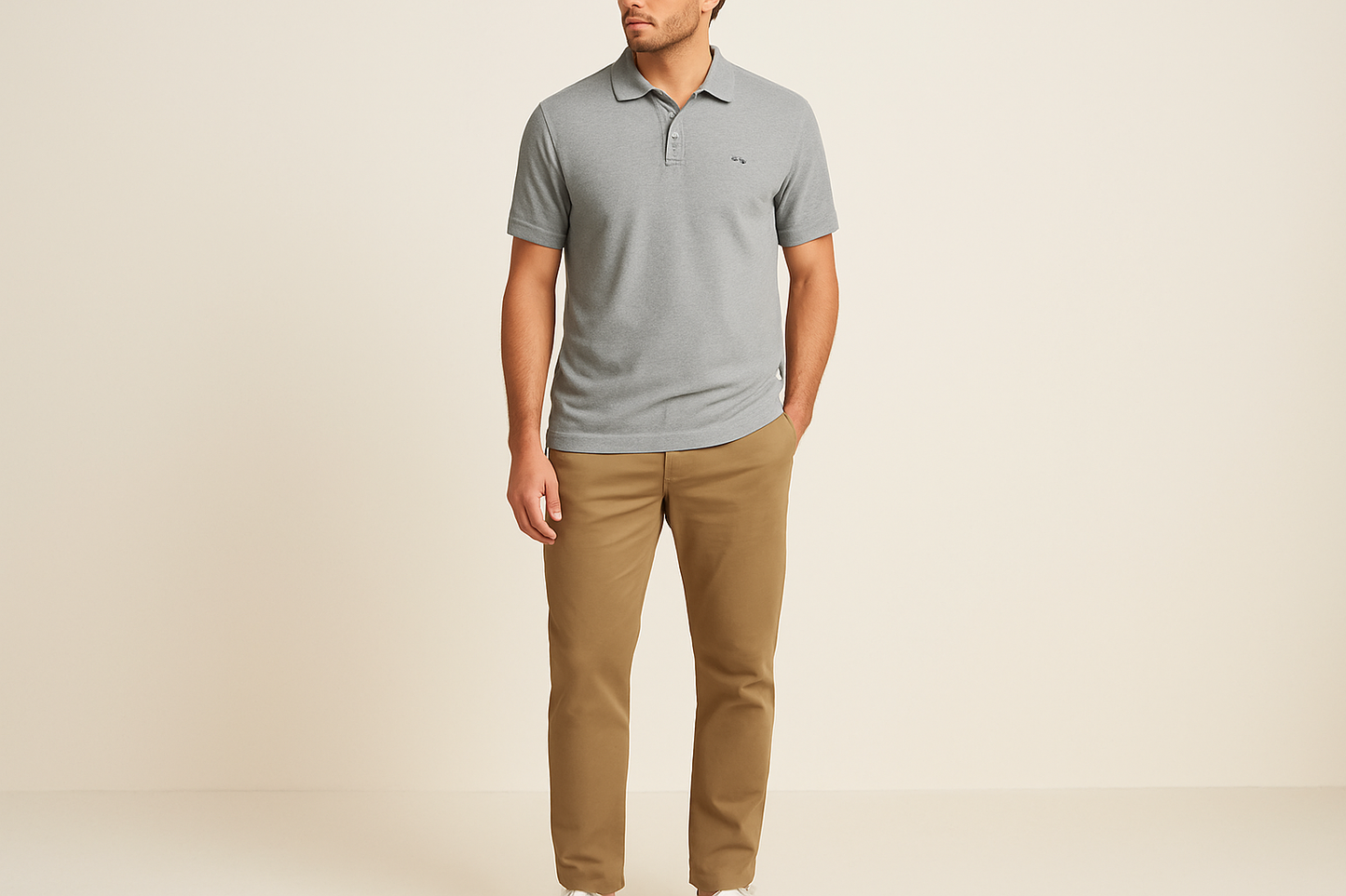 Look preppy con chinos caqui