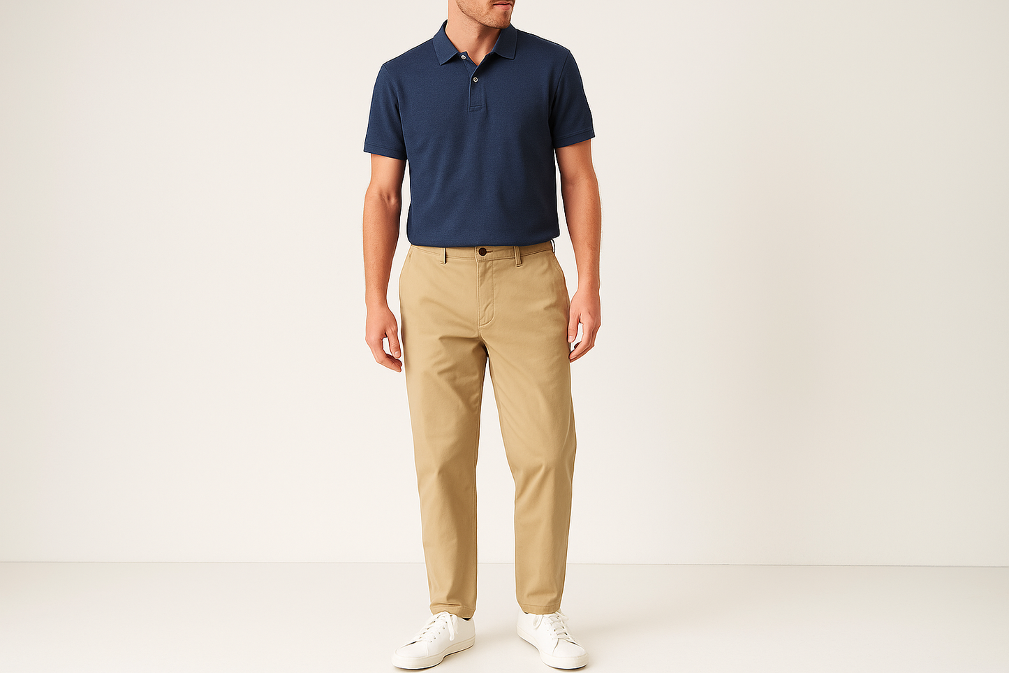 Look preppy con polo azul marino