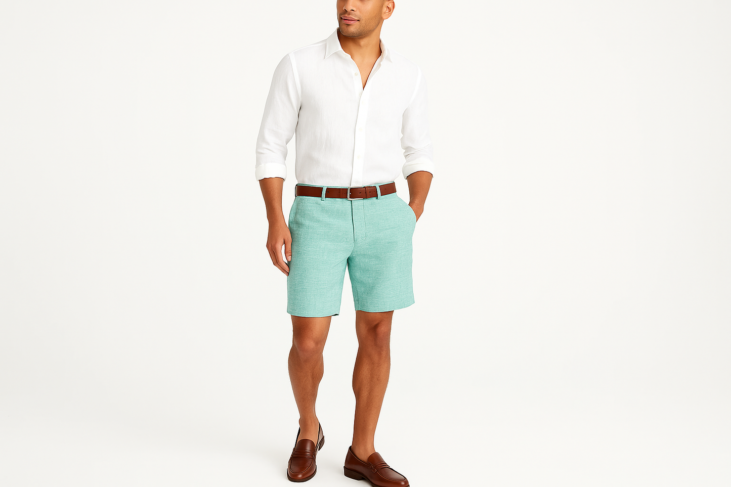 Look preppy con textura lino