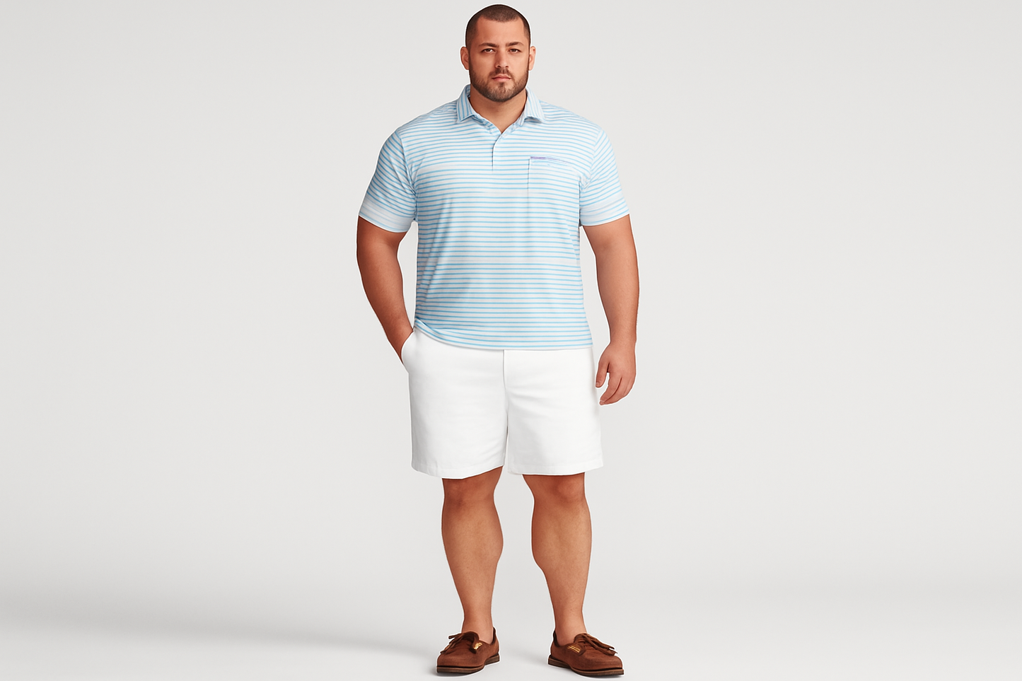 Look preppy de verano con shorts blancos