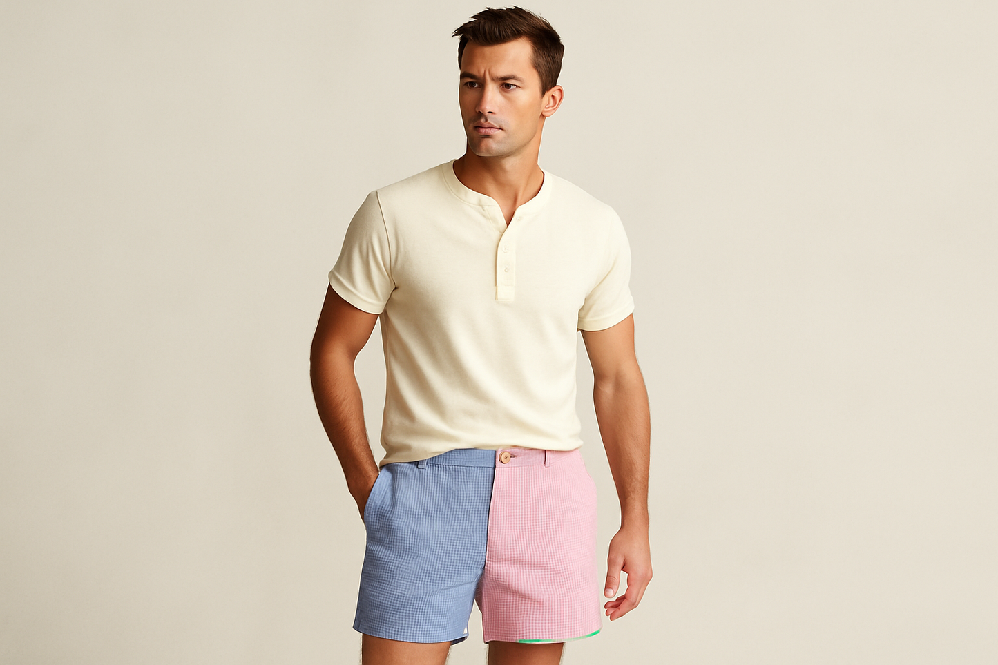 Look relajado con henley crema