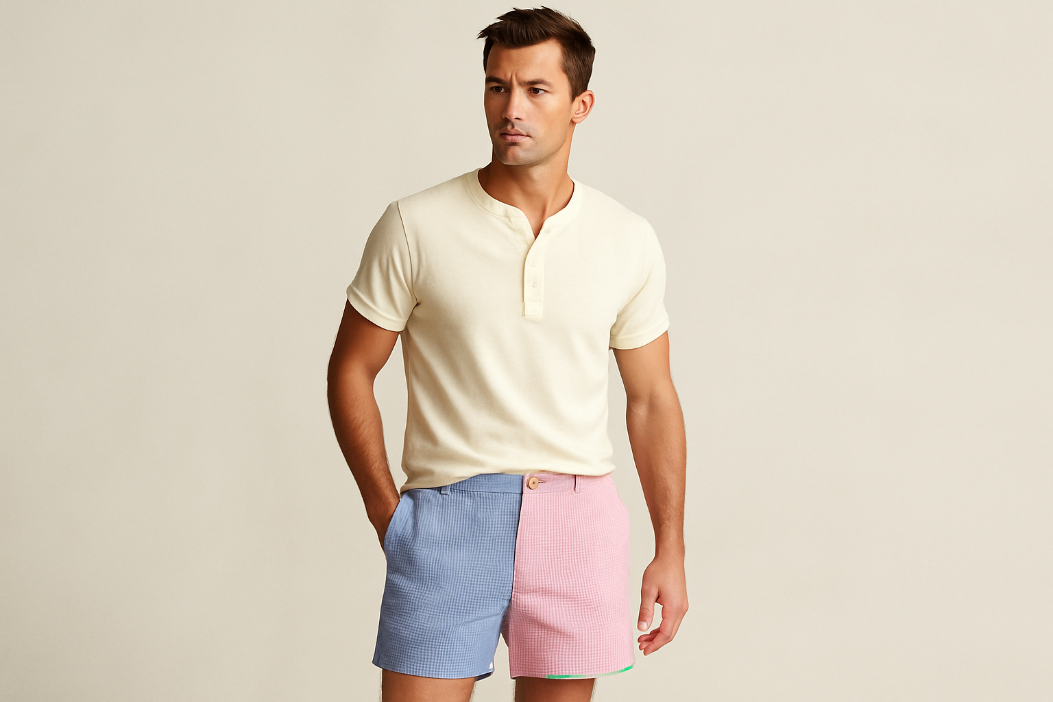 Look relajado con henley crema