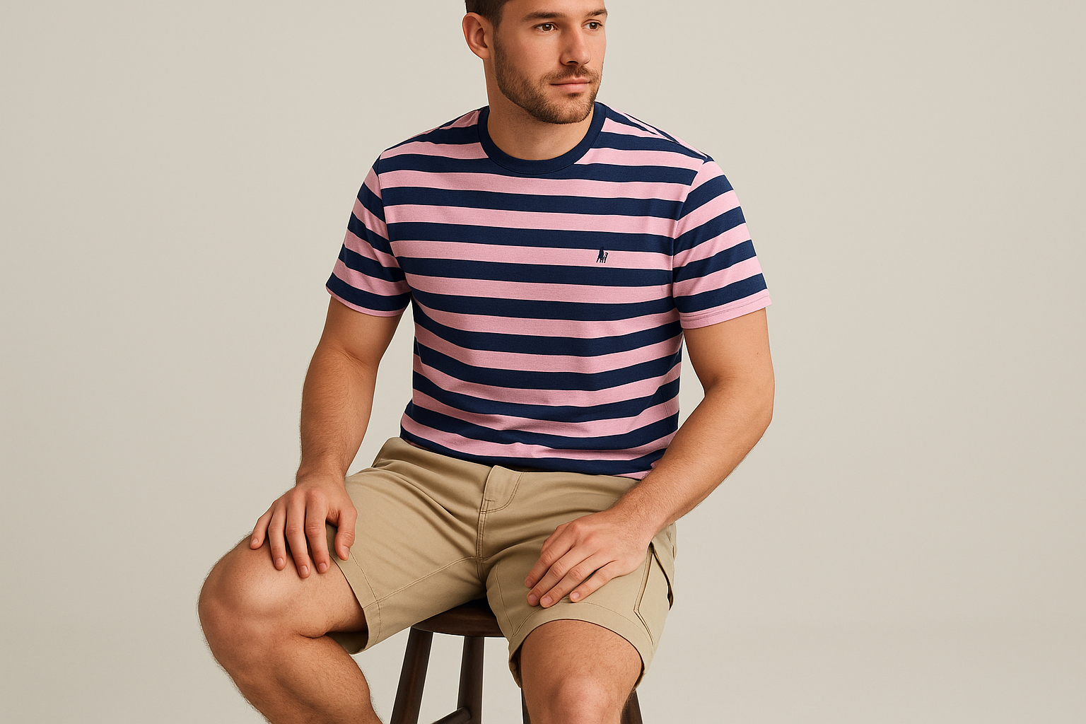 Look relajado sentado con cargo shorts