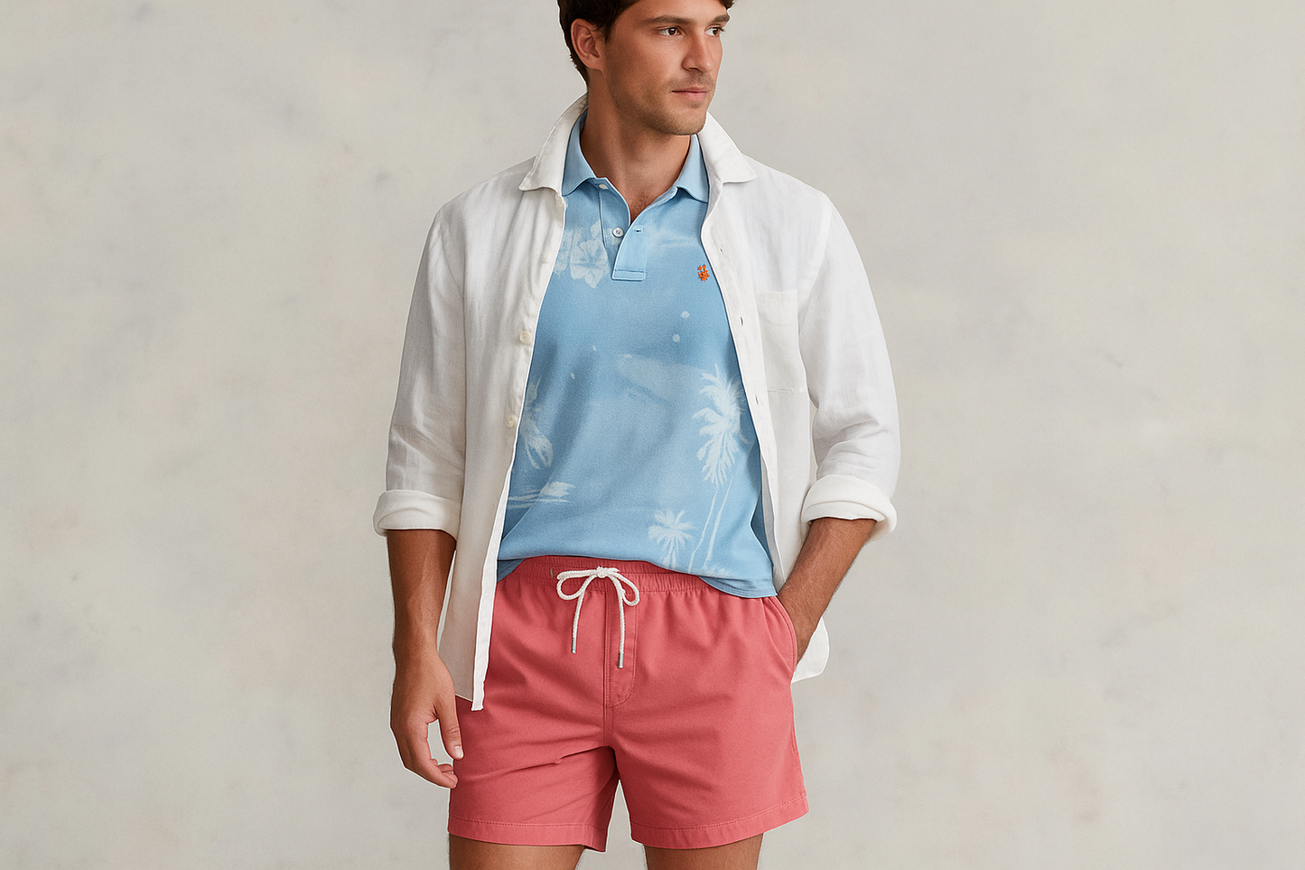 Look resort con camisa linen abierta