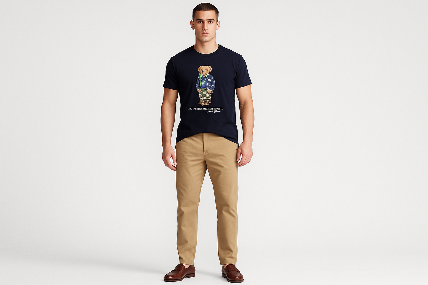 Look smart casual con chinos khaki y mocasines
