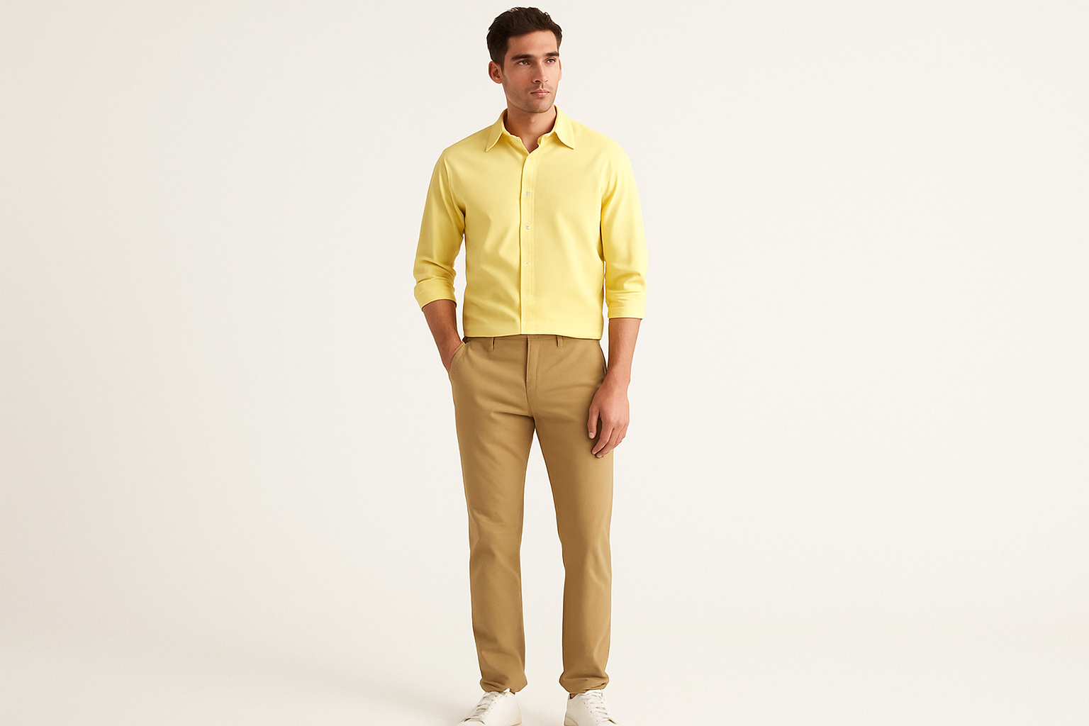 Look smart casual con mangas enrolladas