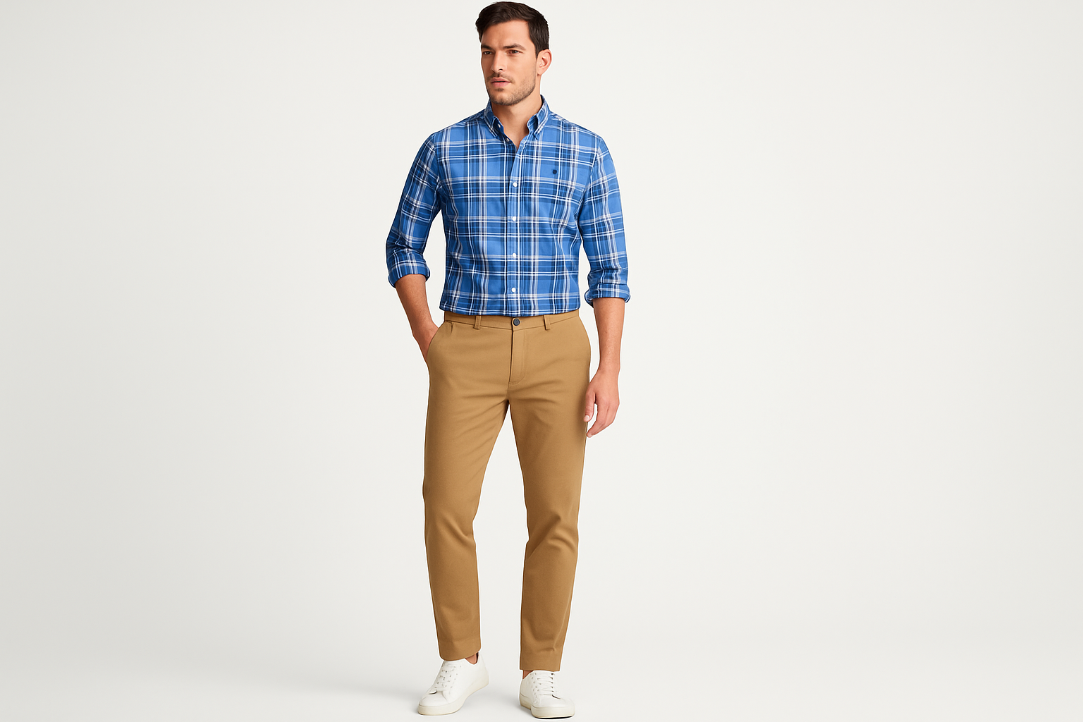 Look smart casual con mangas enrolladas