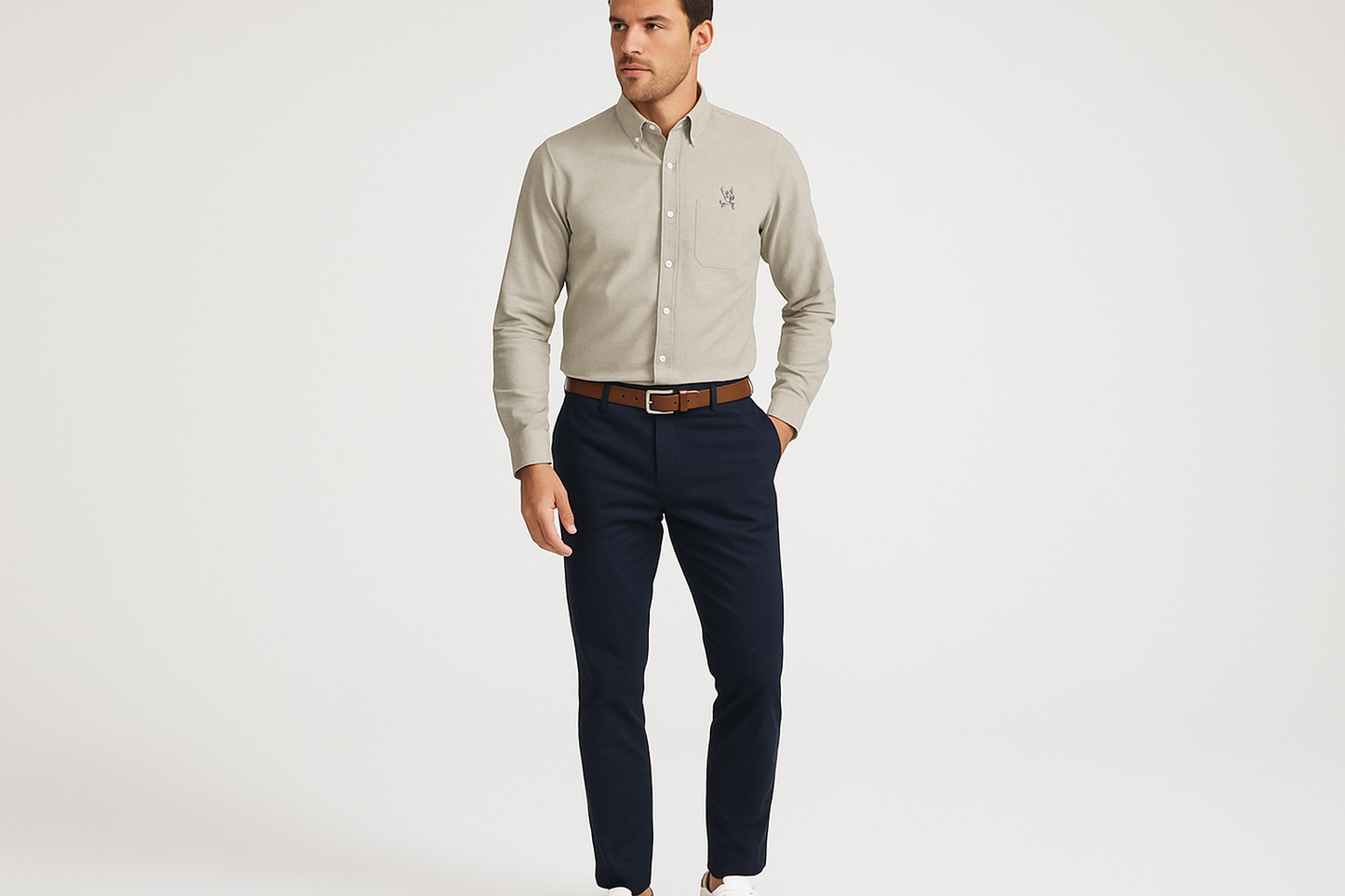 Look smart casual Psycho Bunny Oxford kaki claro