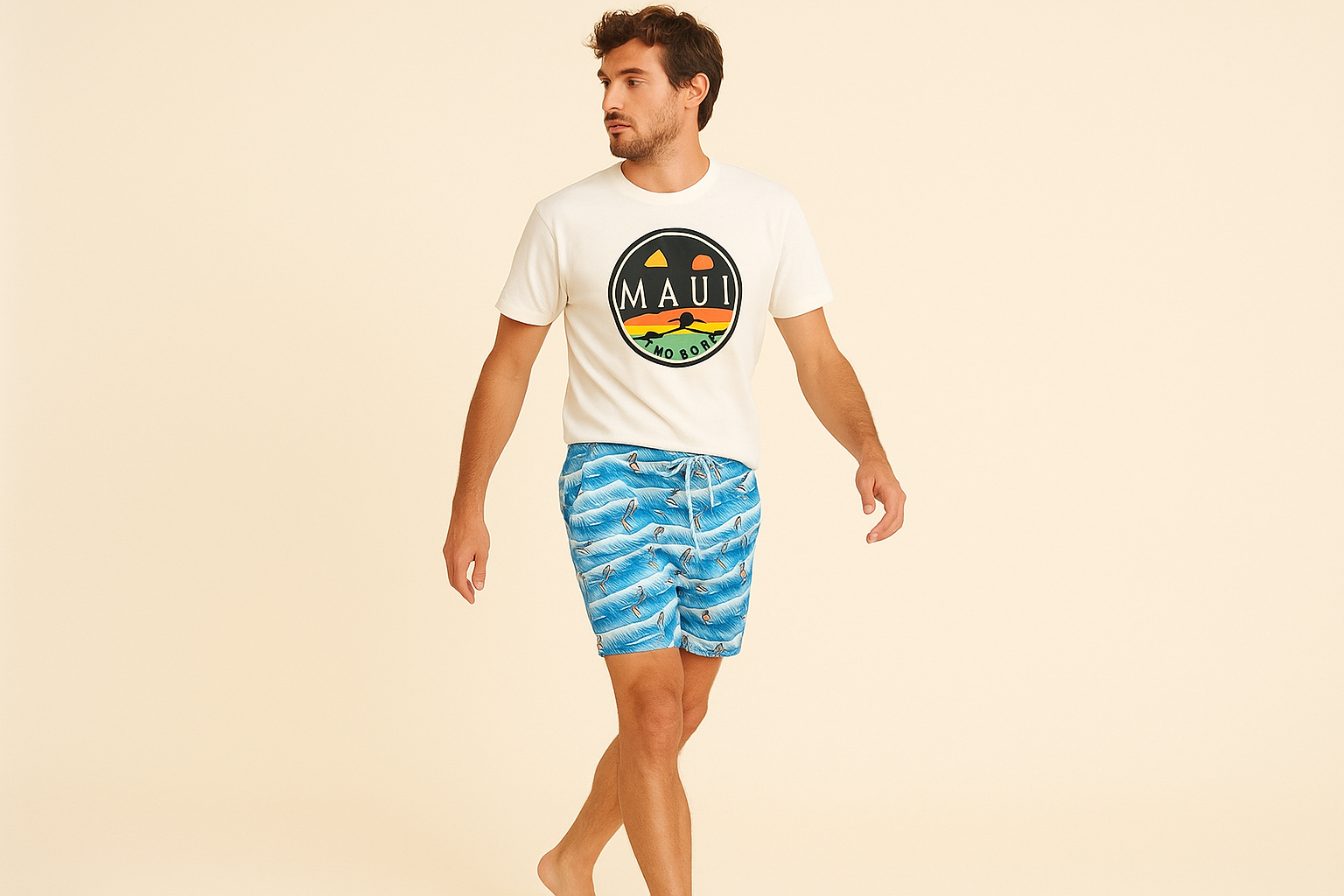 Look surf 4 - Pose caminando con camiseta retro