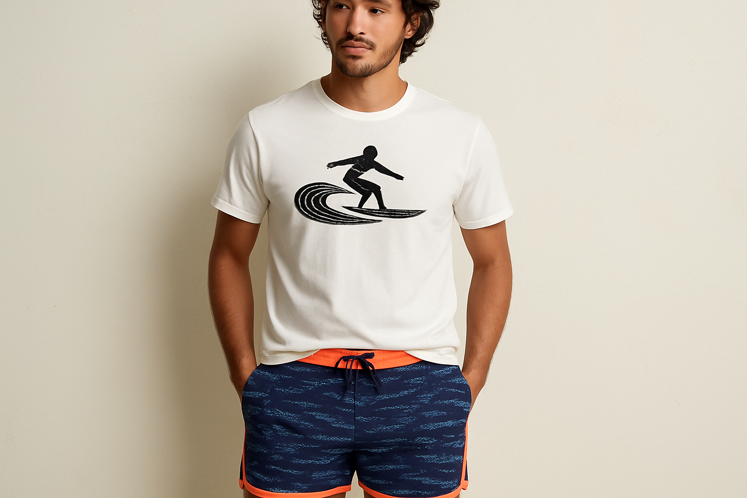 Look surf 5 - Camiseta blanca con logo clásico