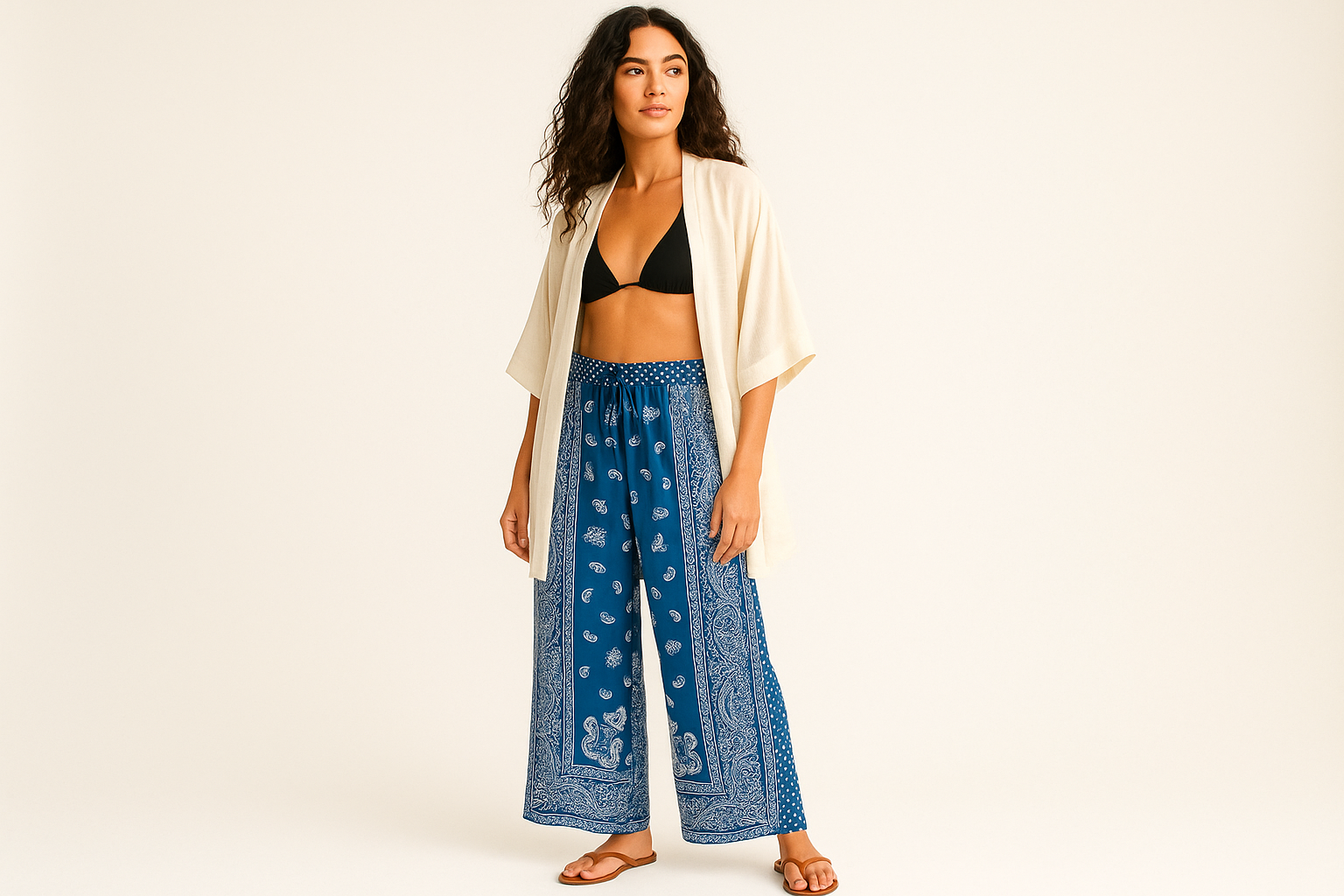 Look tropical con kimono ligero