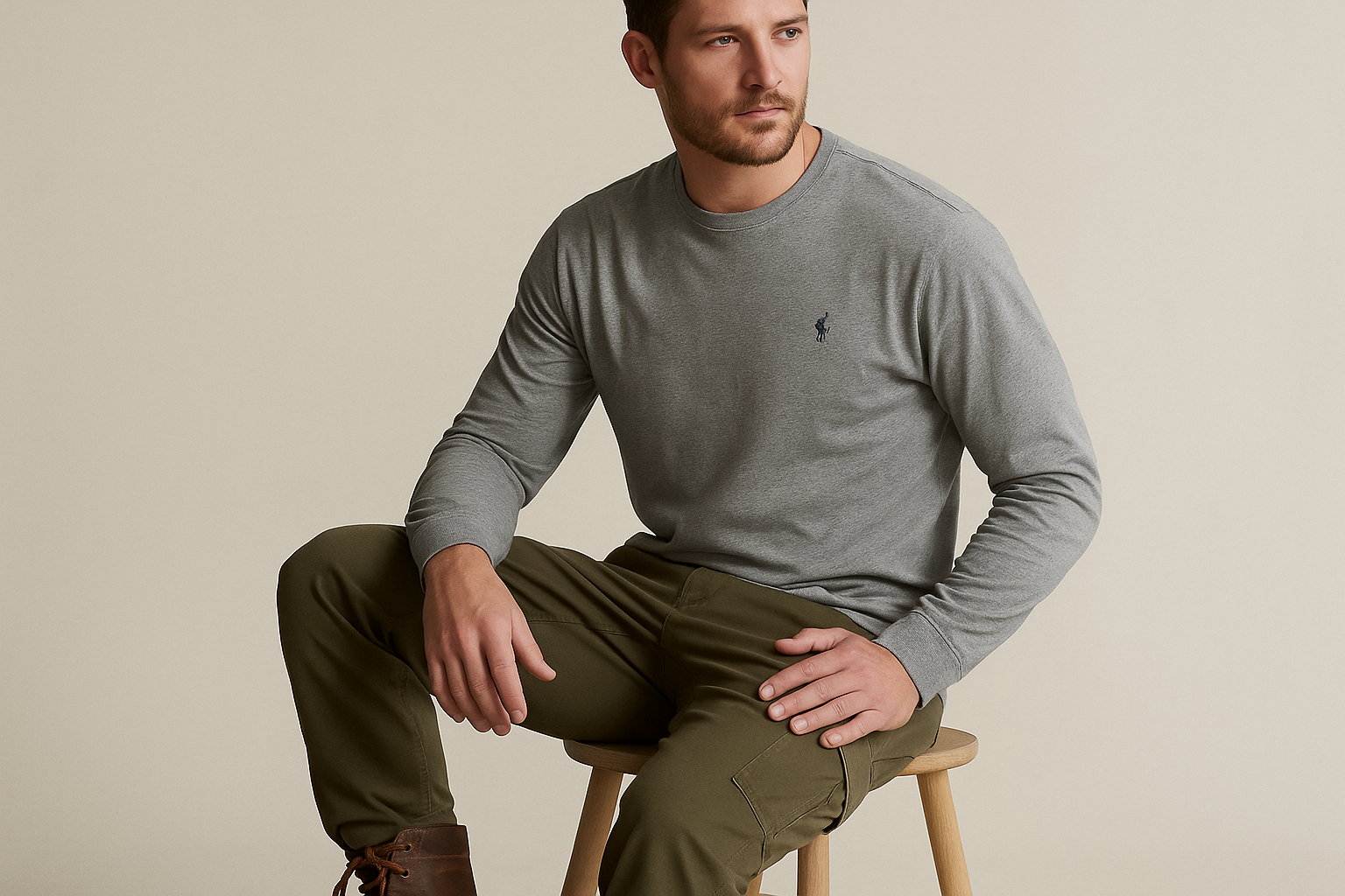 Look urbano sentado con cargo pants