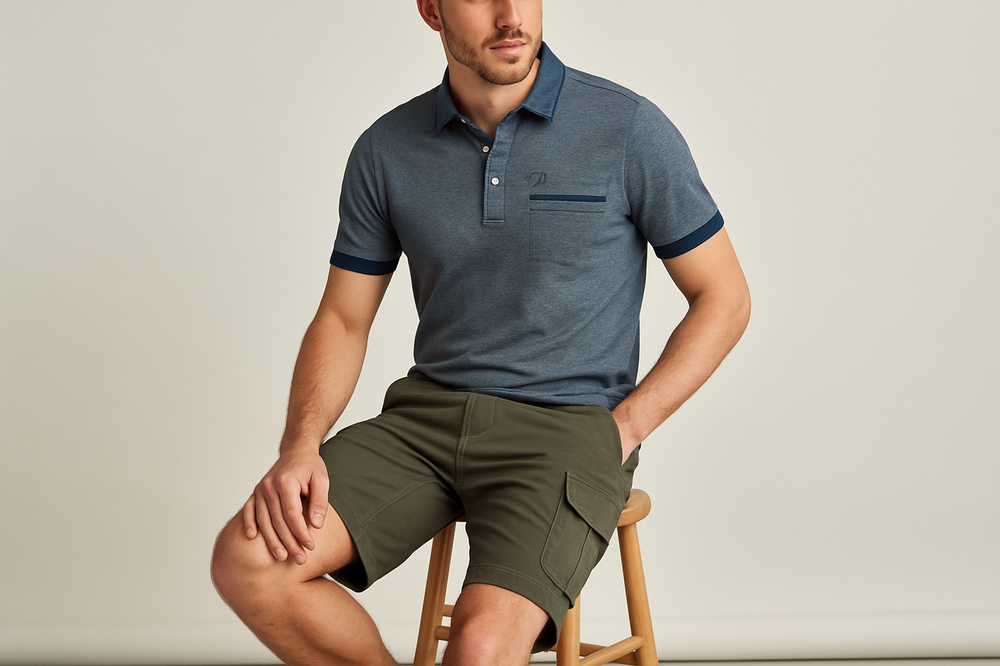 Look urbano sentado con cargo shorts