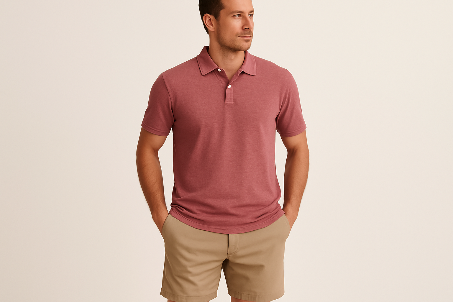 Look veraniego con shorts khaki