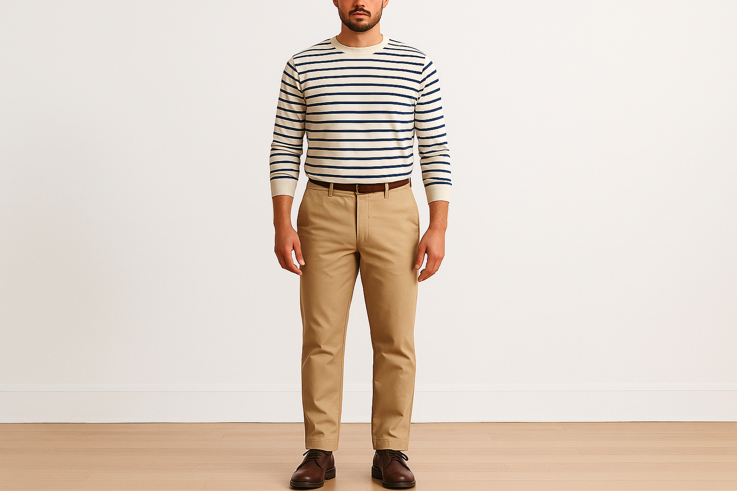 Look vintage preppy con camisa a rayas