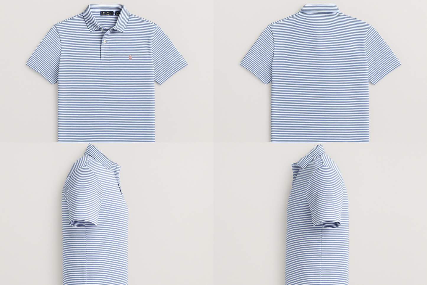 Múltiples ángulos con cuello rayado