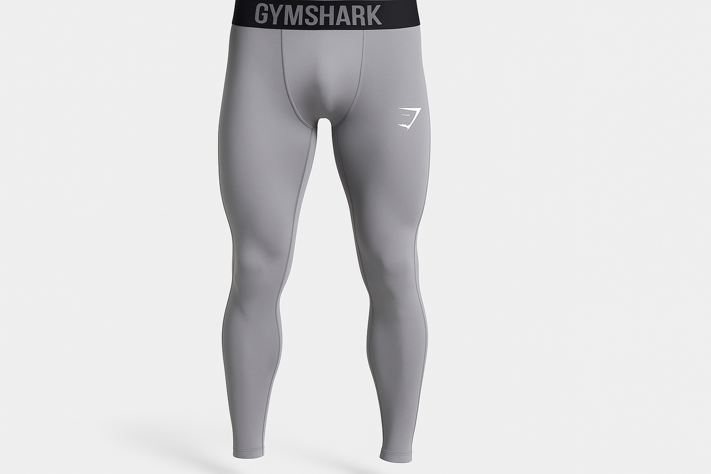 Mallas Gymshark Element gris claro con cintura negra y letras negras