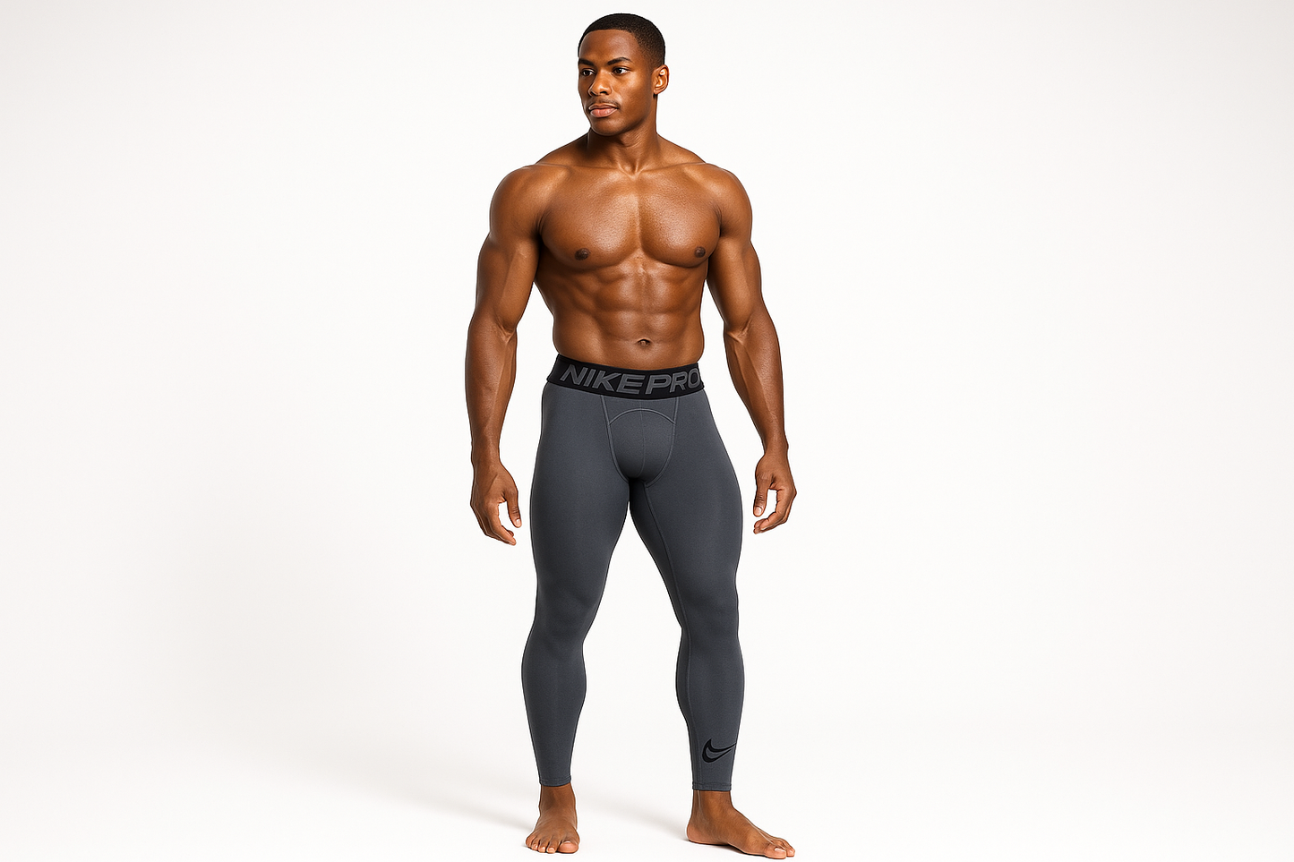 Mallas Nike Pro Dri-FIT - Modelo atlético con logo silueta en parte inferior