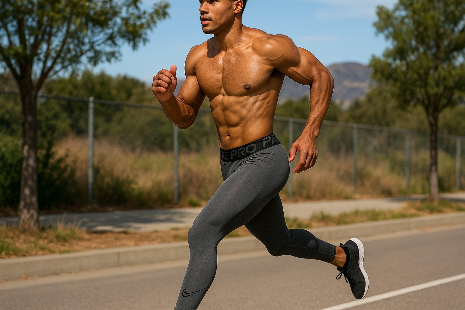 Mallas Nike Pro Dri-FIT - Modelo atlético exterior con logo silueta inferior