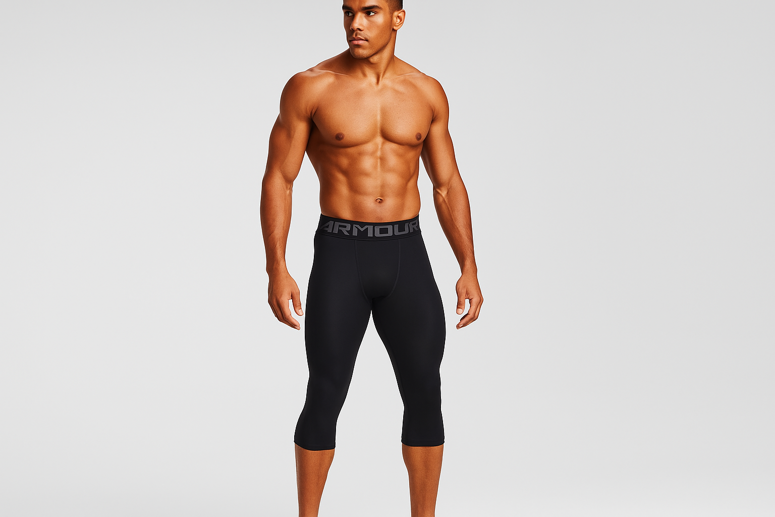 Mallas Under Armour HeatGear 3/4 - Modelo atlético pose profesional