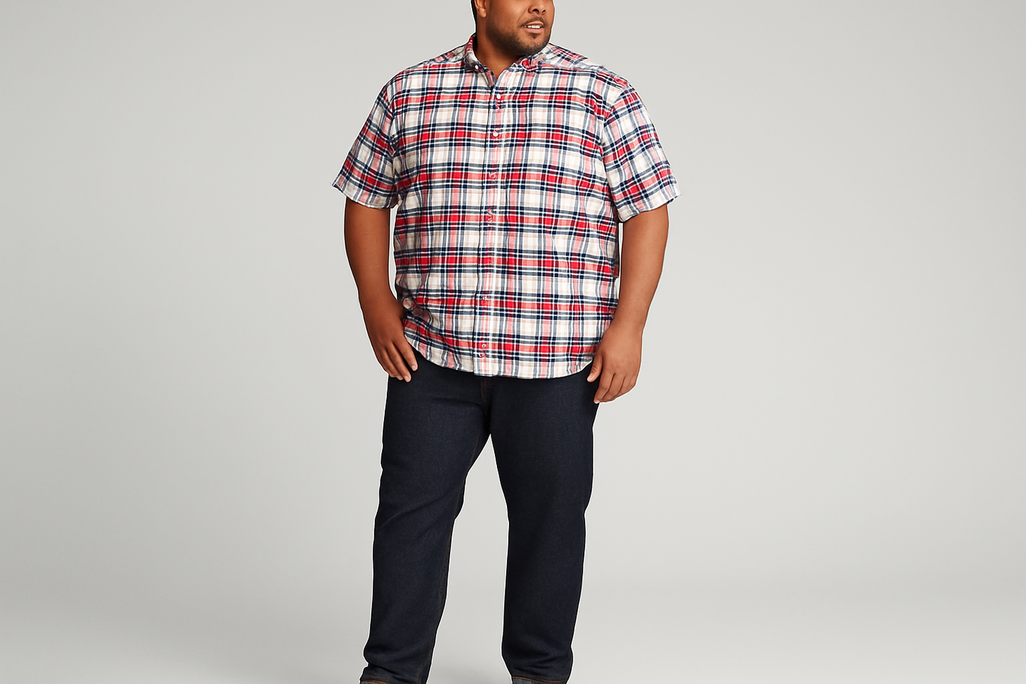 Modelo atlético 3XL - Business casual con jeans